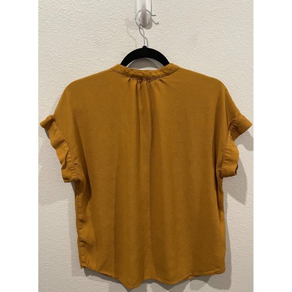 J.CREW Point Sur Drapey Popover Mustard Shirt - Picture 7 of 7